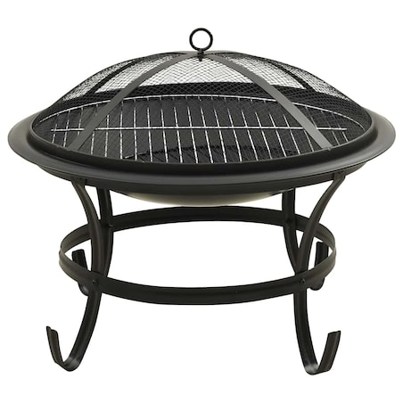 vidaXL Palenisko i grill 2-w-1, z pogrzebaczem, 56x56x49 cm, stal
