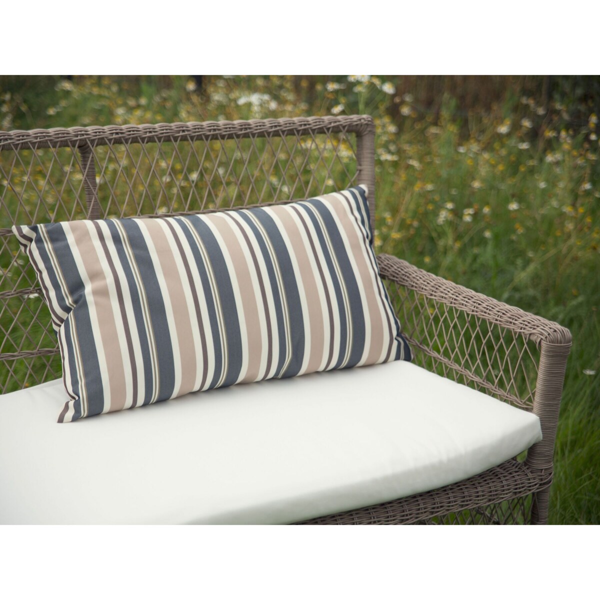 2 poduszki ogrodowe w paski 40 x 70 cm niebiesko-beżowe KASTOS