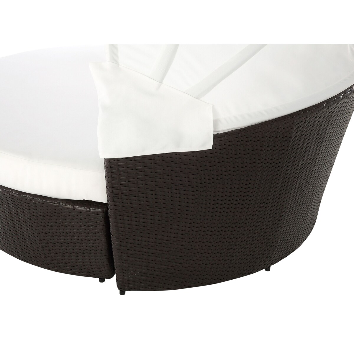 Kosz ogrodowy z technorattanu z pufem brązowo-biały SYLT LUX