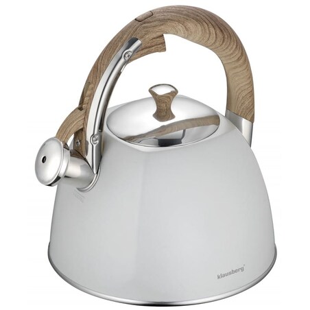 Czajnik stalowy z gwizdkiem lakierowany 3.0L biały matowy KLAUSBERG