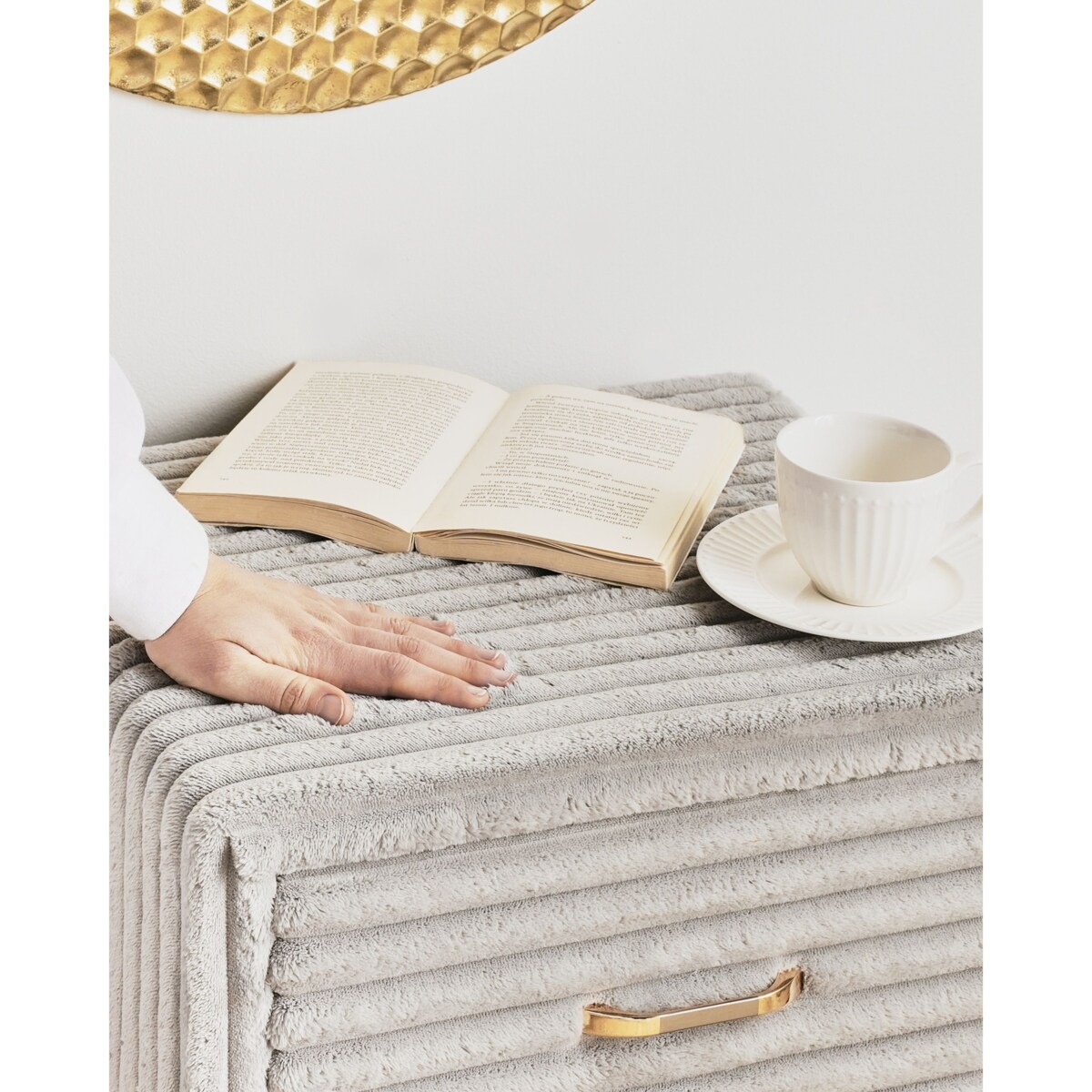 Szafka nocna FLAYAT Sztruks Jasnoszary