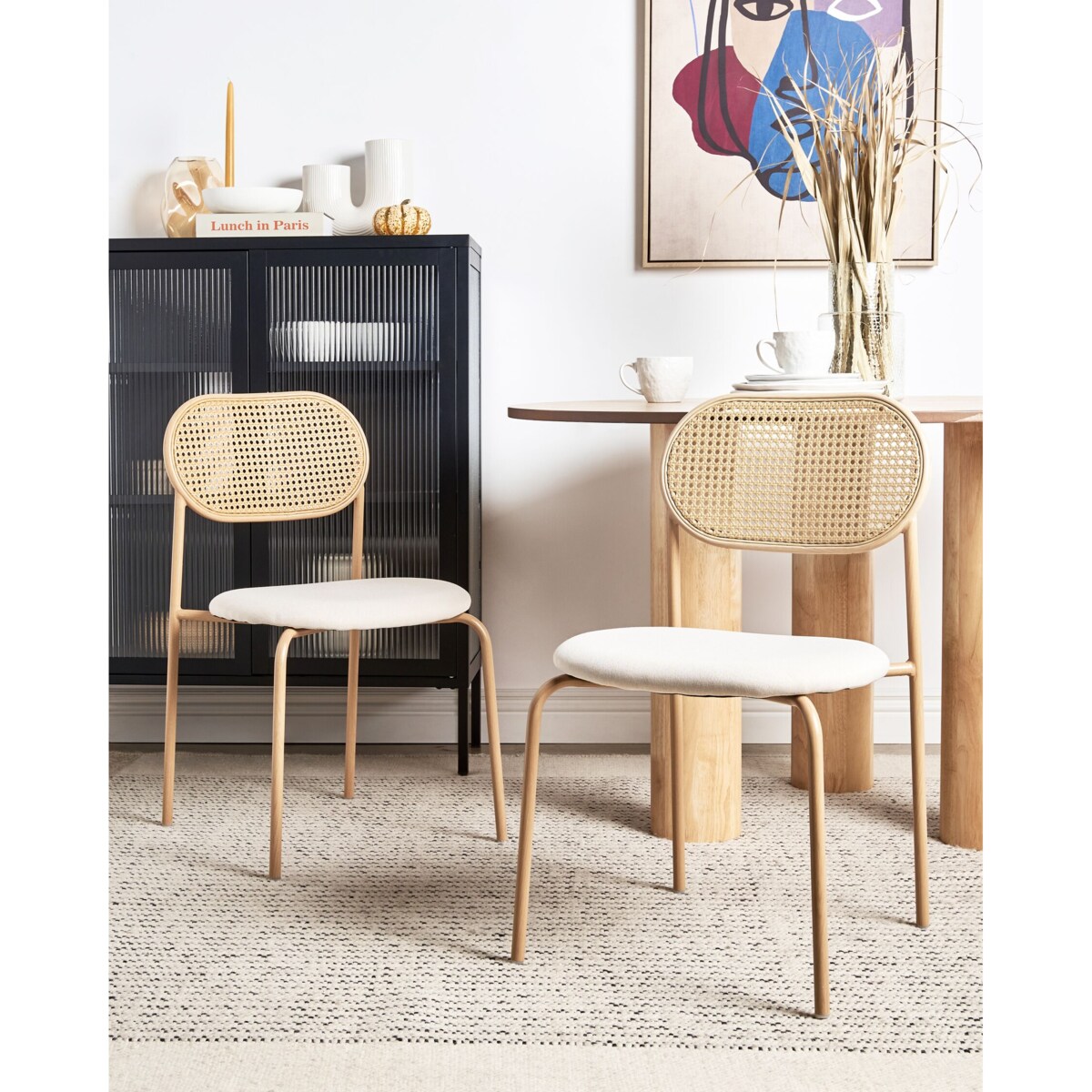 Zestaw 2 krzeseł do jadalni ADAVER Metal Jasnobrązowy