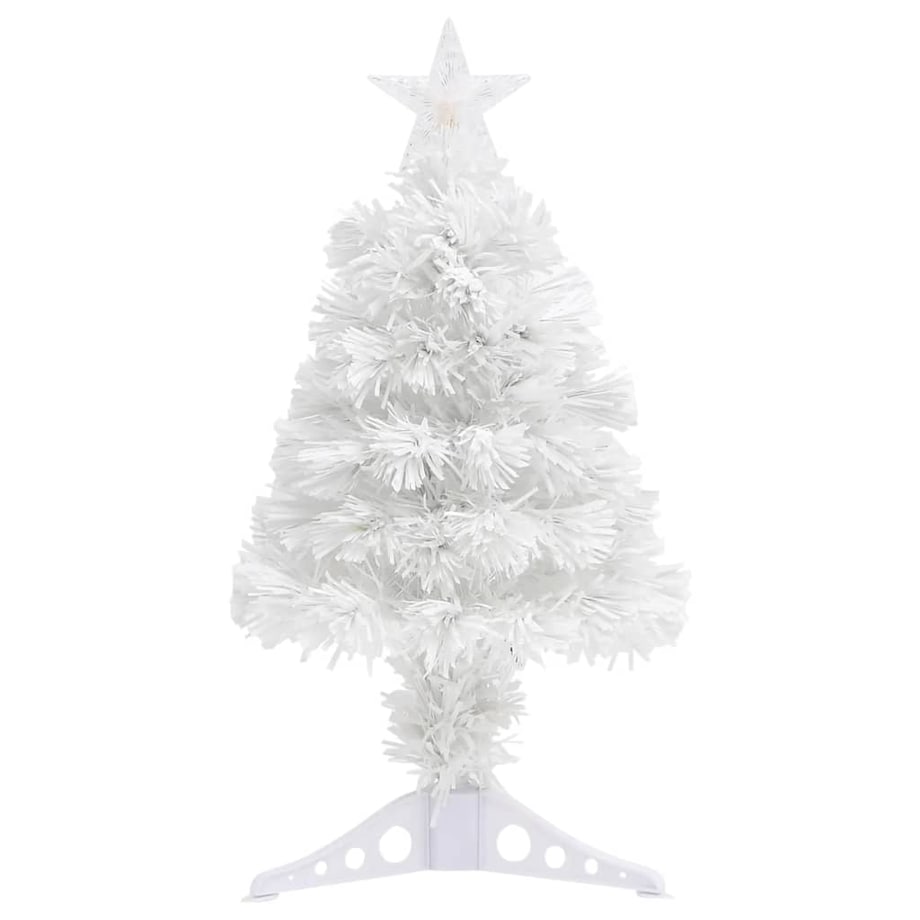 vidaXL Sztuczna choinka z lampkami, biała, 64 cm, włókno optyczne