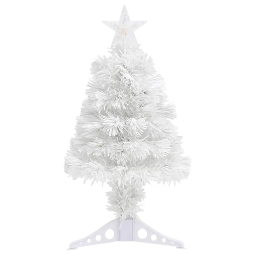vidaXL Sztuczna choinka z lampkami, biała, 64 cm, włókno optyczne
