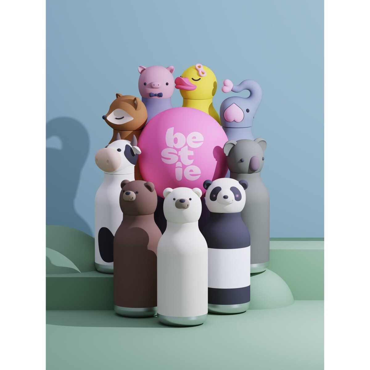 ASOBU BESTIE BOTTLE butelka termiczna dla dziecka, Brown Bear