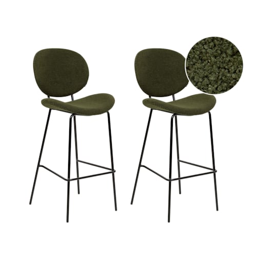 Zestaw 2 krzeseł barowych boucle ciemnozielony LUANA