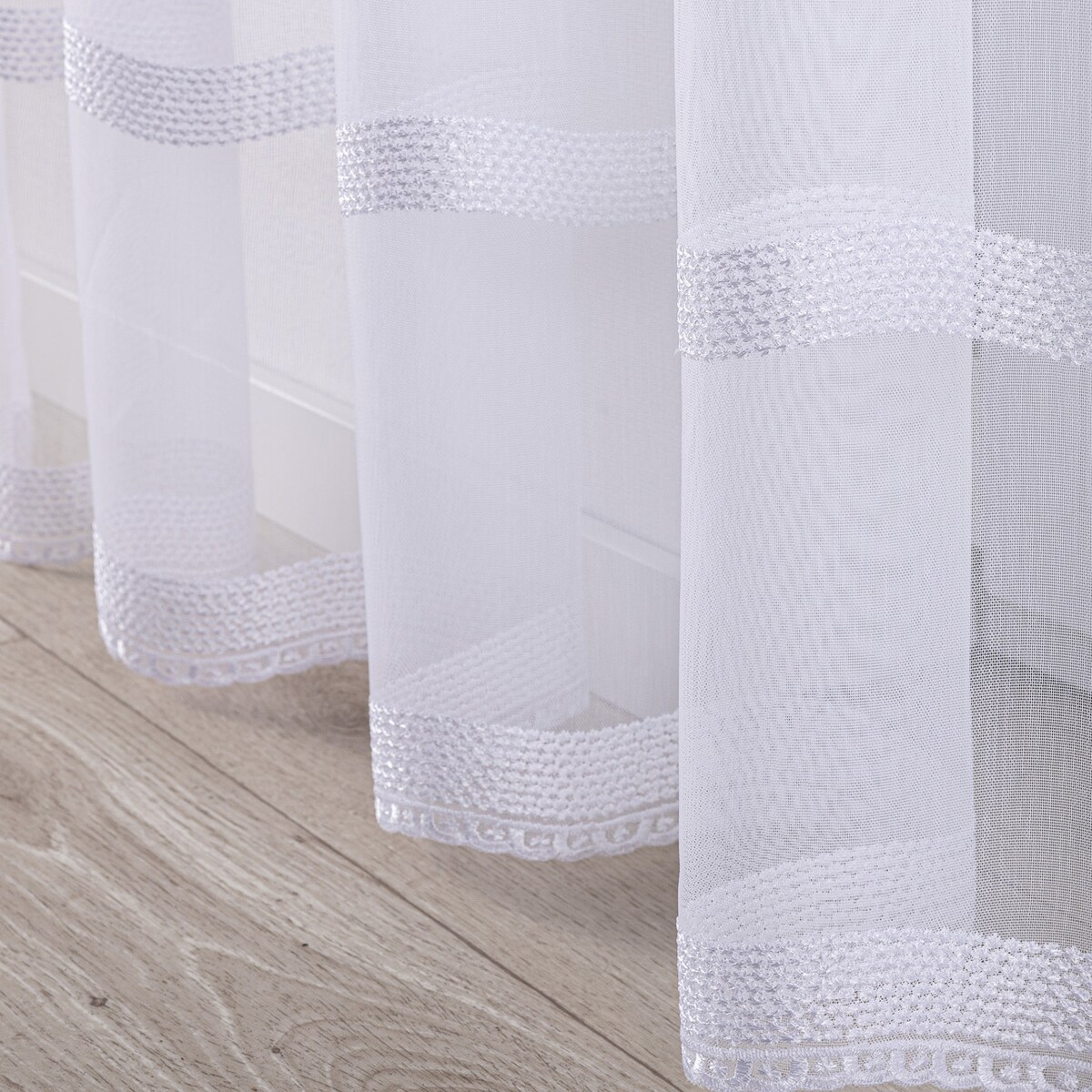 Firana na taśmie wave 300x245 biały ze wzorem