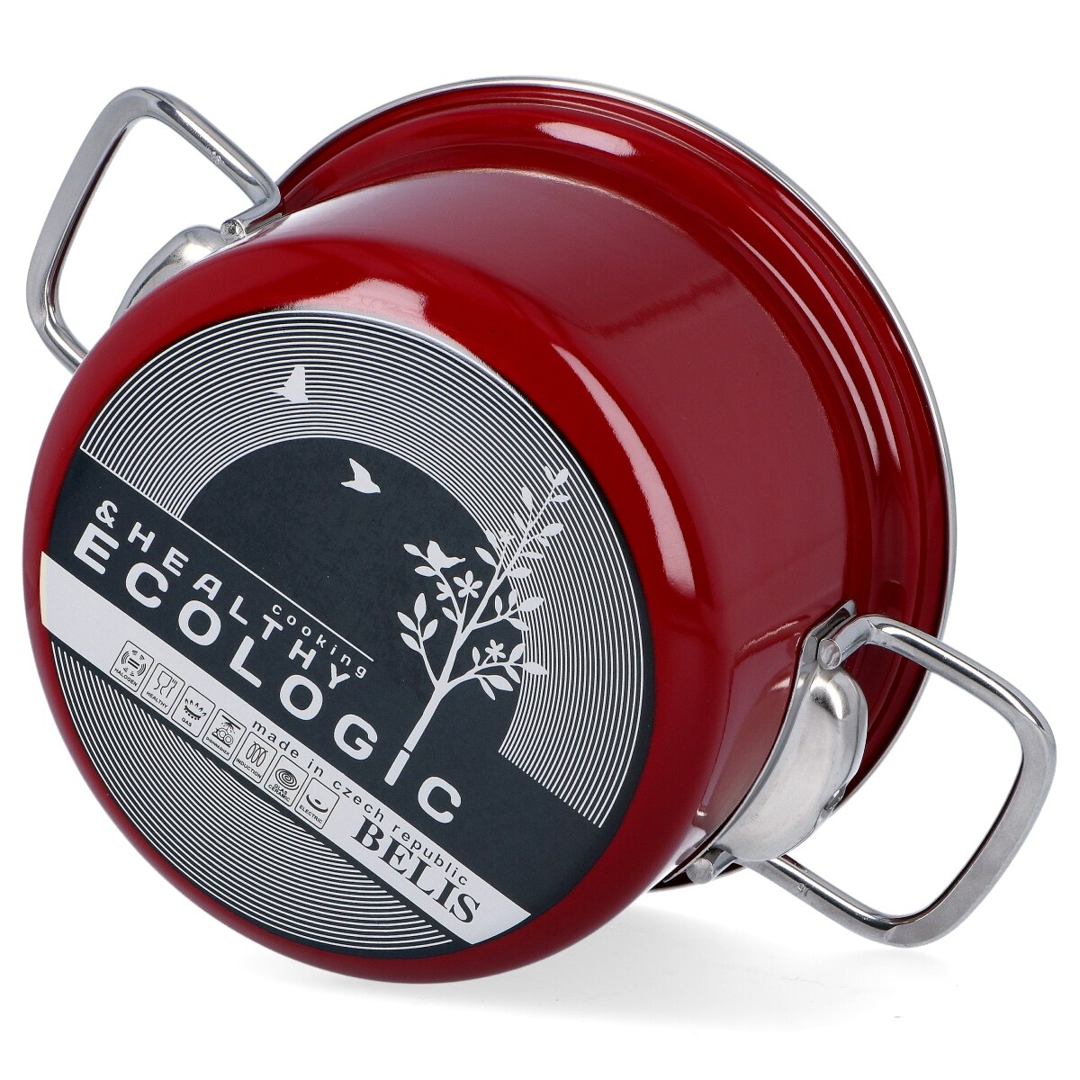 Garnek tradycyjny emaliowany czerwony Belis 20 cm do gotowania CZESKI 3,6L