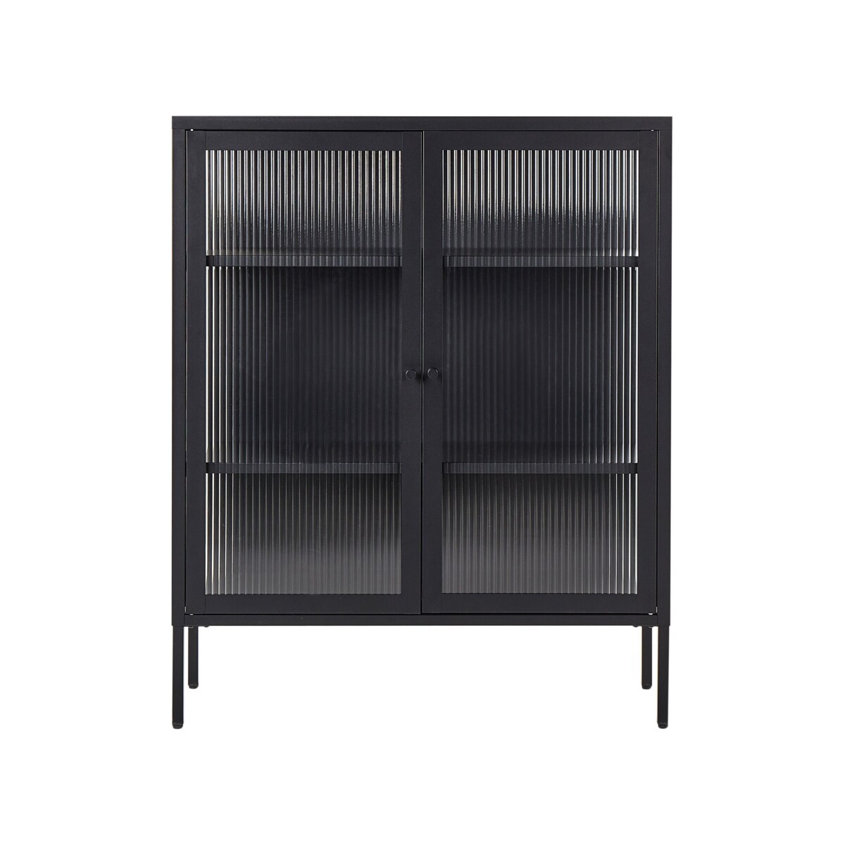 Szafka ze szklanymi drzwiami LERRYN Metal 90 cm Czarny