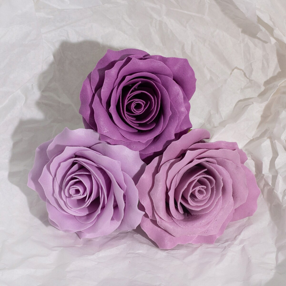 BOX pudełko z KWIATAMI MYDLANYMI 25szt RÓŻA 5 warstwowa odcienie fioletu