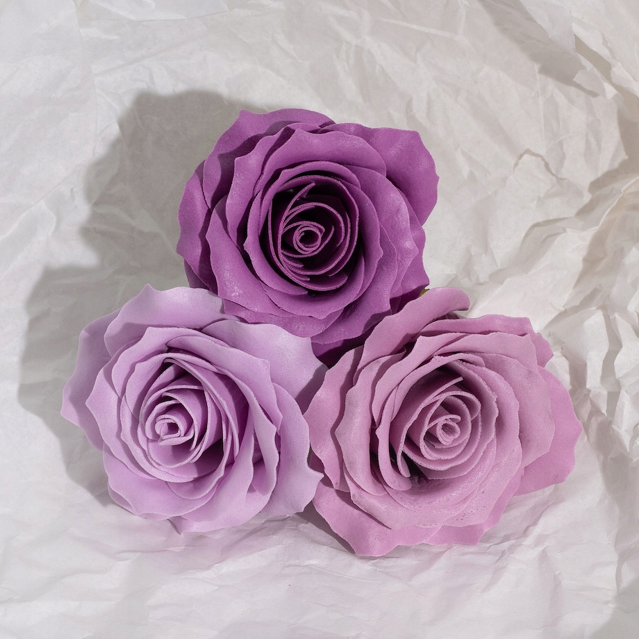 BOX pudełko z KWIATAMI MYDLANYMI 25szt RÓŻA 5 warstwowa odcienie fioletu