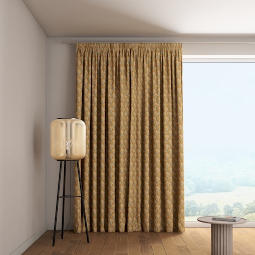 Zasłona na taśmie marszczącej 1 szt. 130x260 beżowo-zielony motyw roślinny