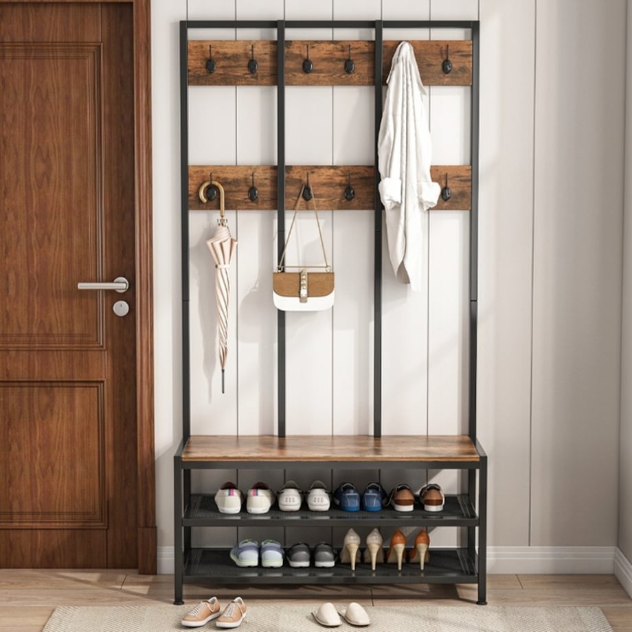 Wieszak industrialny na ubrania buty stojak loft garderoba szafa siedzisko