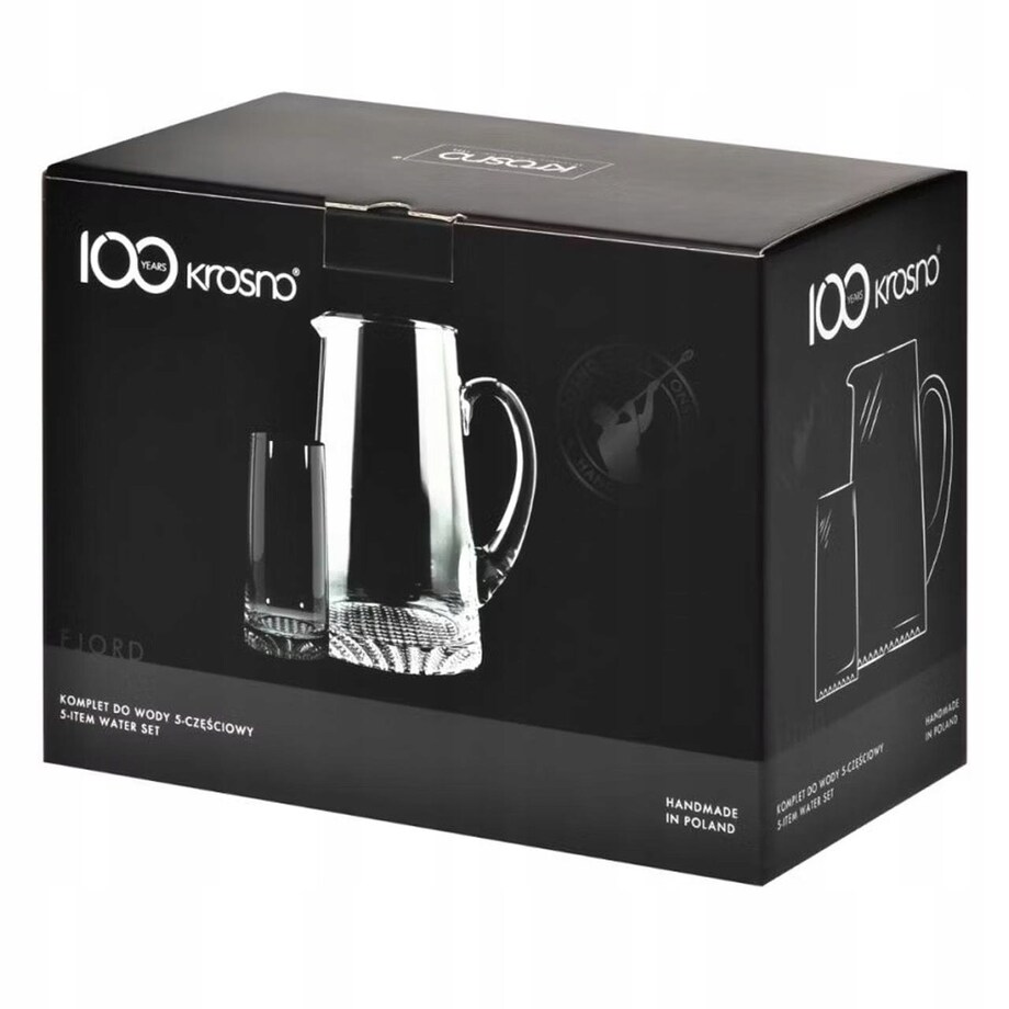 Komplet do Wody Soku z Tłoczonym Dnem Fjord 4+1 Krosno Zestaw Szklany