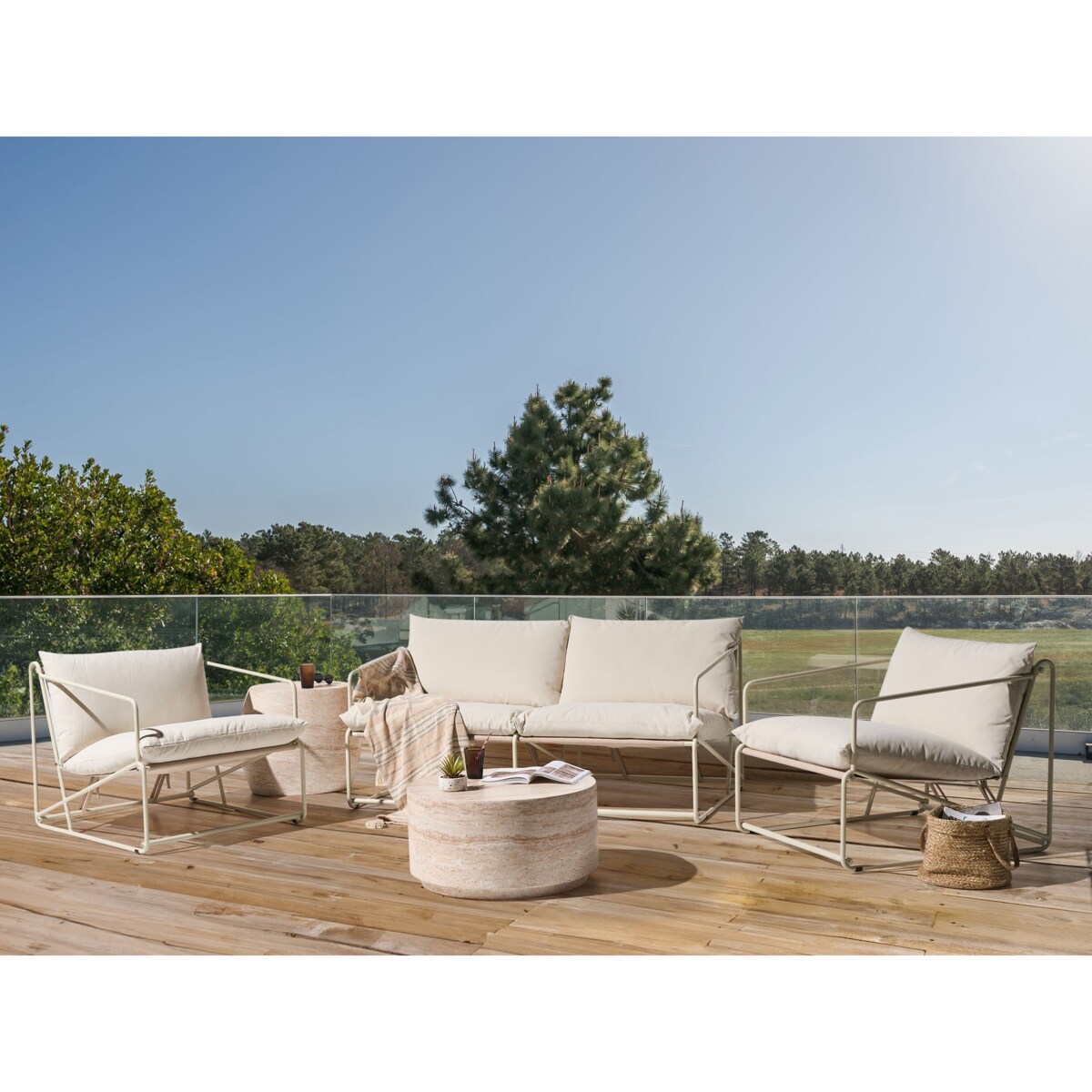 Zestaw ogrodowy dla 4 osób PONTE Metal Beżowoszary