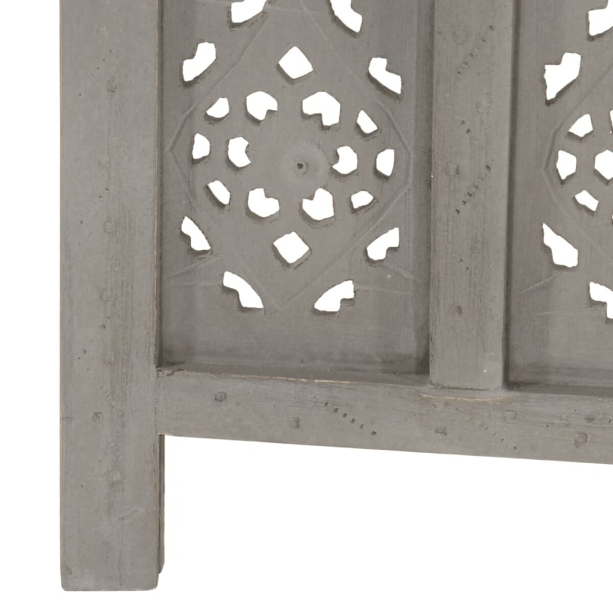 vidaXL Parawan 4-panelowy, rzeźbiony, szary, 160x165 cm, drewno mango