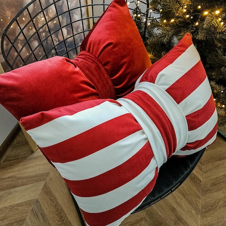 Poduszka XMAS wzór XM45 | Kokarda czerwona 40 x 60 cm