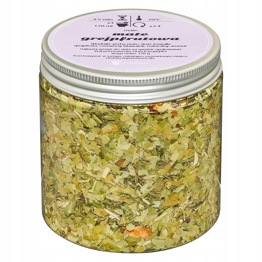Herbata YERBA MATE GREJPFRUTOWA o smaku pobudzającego grejpfruta PREMIUM - herbata liściasta sypana mieszanka napar susz - gotowa na prezent upominek