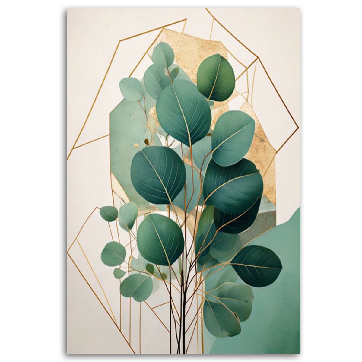 Feeby Obraz do salonu, Liście Eukaliptusa Geometryczne 40x60
