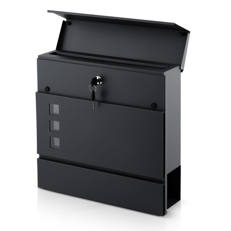 Skrzynka na listy z gazetnikiem Humberg pocztowa na bramę ogrodzenie stalowa antracyt