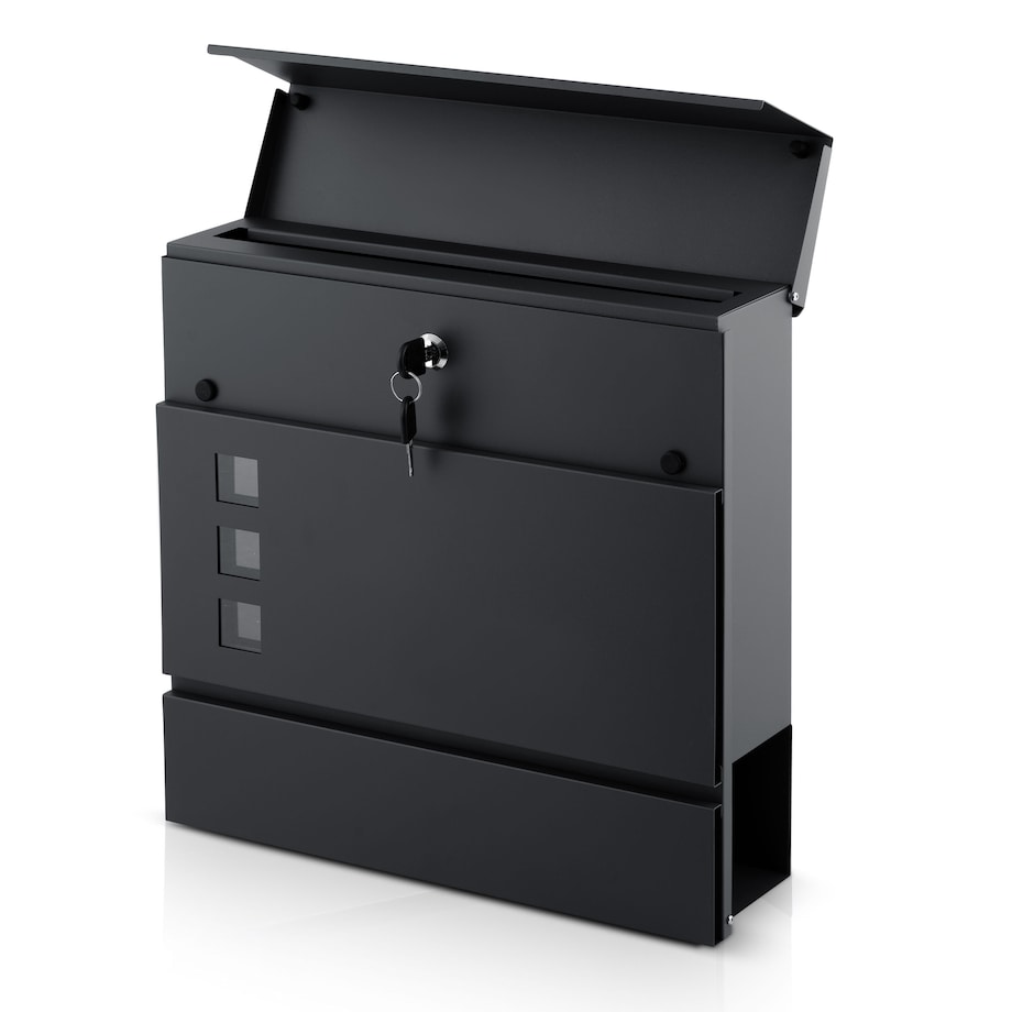 Skrzynka na listy z gazetnikiem Humberg pocztowa na bramę ogrodzenie stalowa antracyt