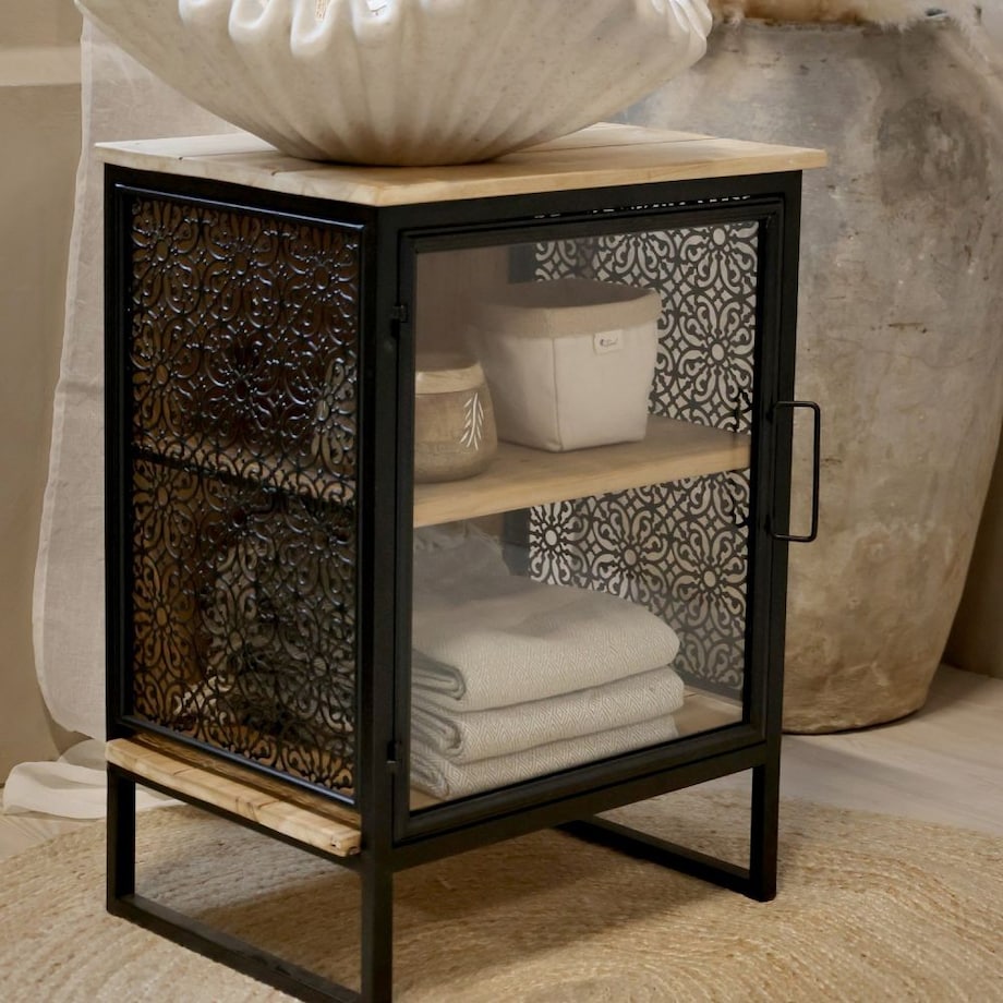 Szafka nocna ażurowa czarna Venice