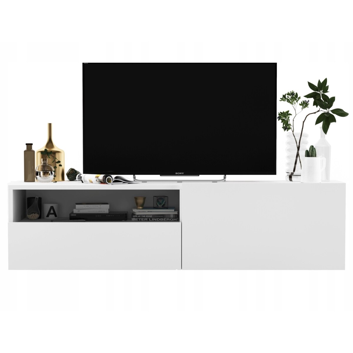 Wisząca Szafka RTV Komoda Loft Biały MAT szuflada 120 cm