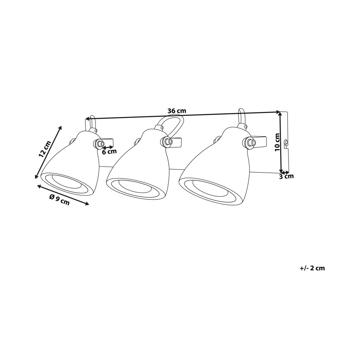 Lampa ścienna 3-punktowa betonowa szara MISTAGO