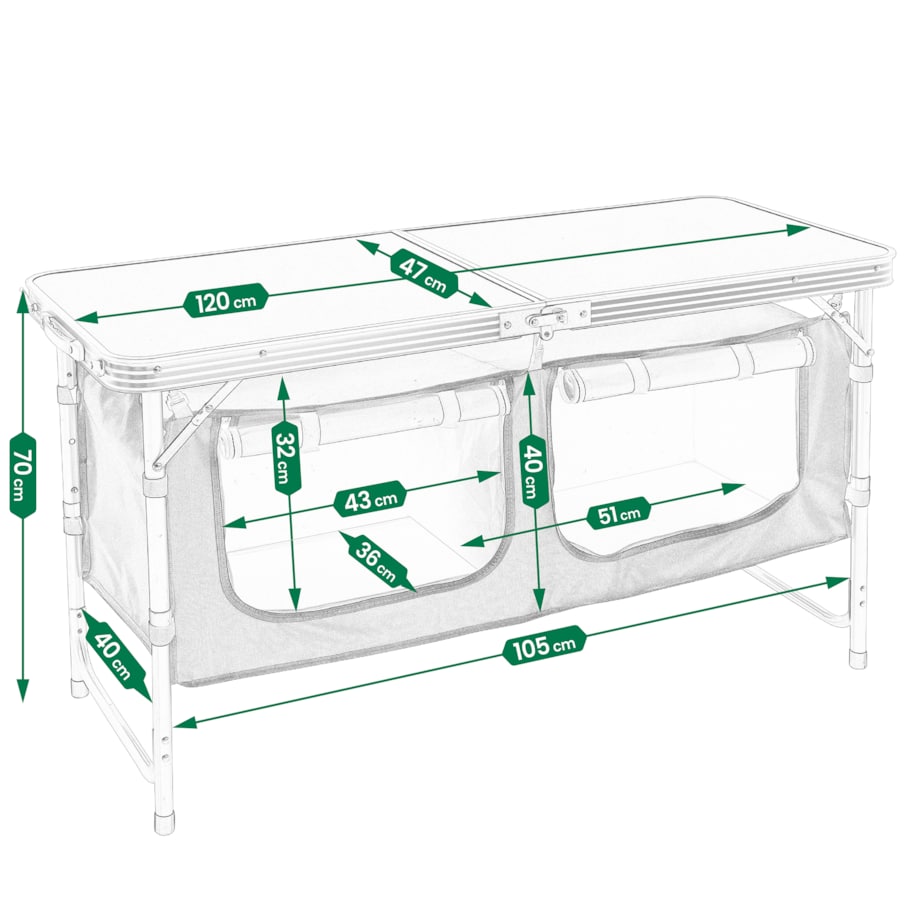 KUCHNIA TURYSTYCZNA SZAFKA stół składany ogrodowy walizka KEMPINGOWY stolik