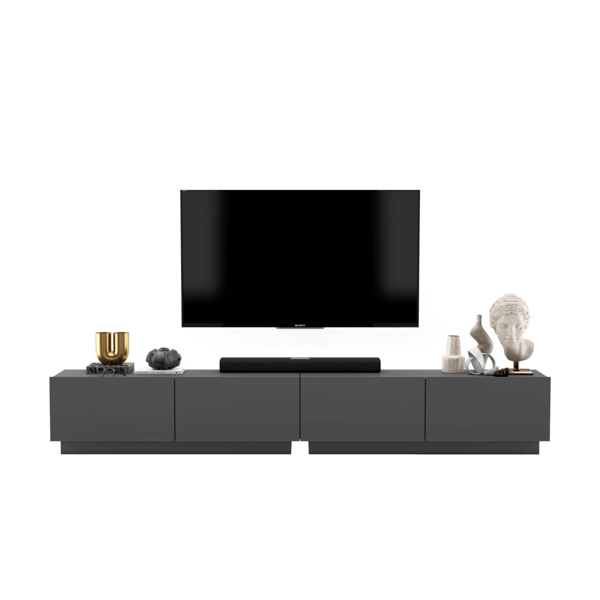 Szafka RTV Loft Stojąca / Wisząca Komoda RTV Grafit MAT 240 cm