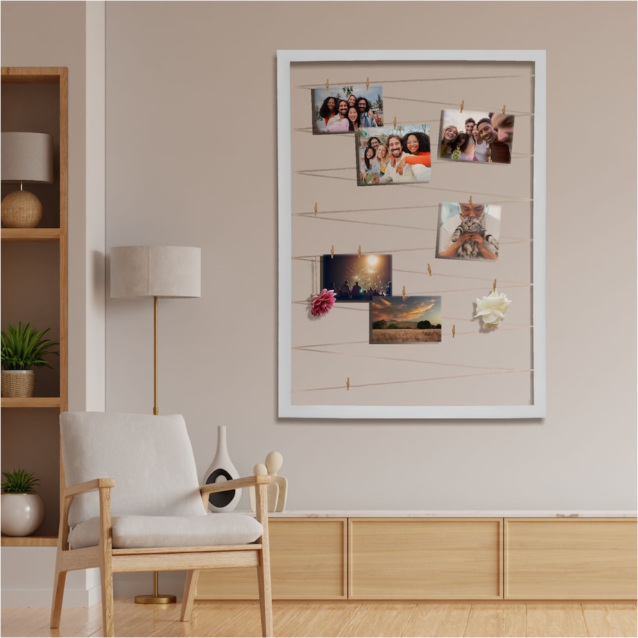 Ramka Na Zdjęcia 50X70 Cm Multiramka Ze Sznurkami Galeria Biała