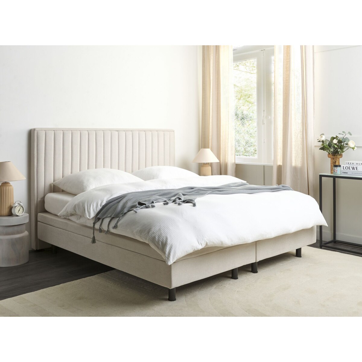 Łóżko regulowane tapicerowane 180 x 200 cm beżowe DUKE II