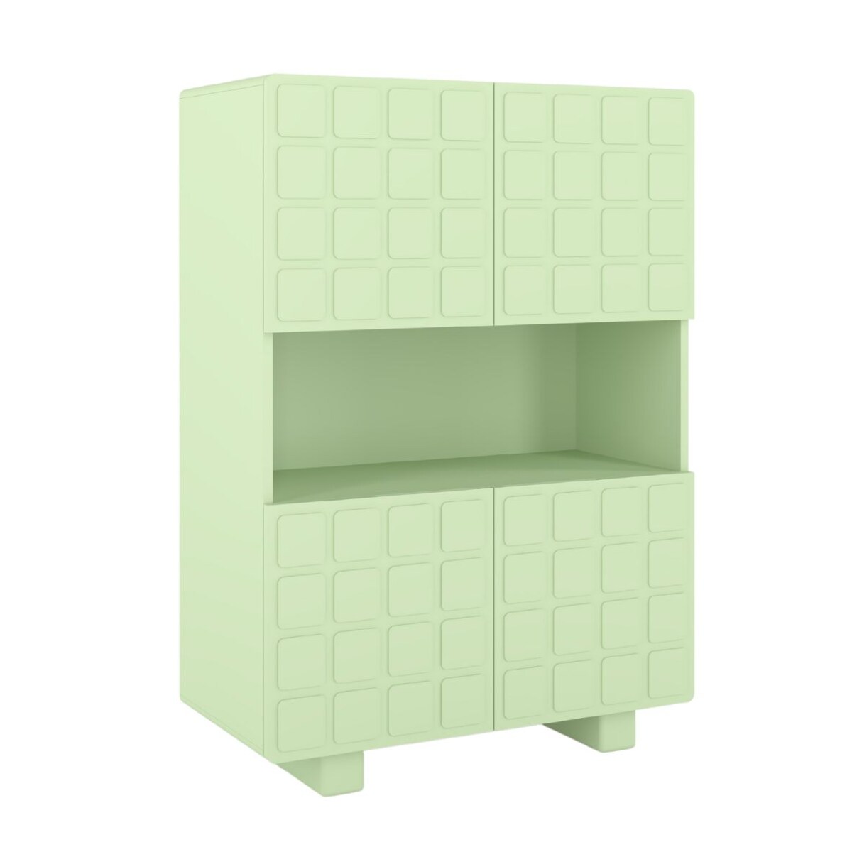 Nowoczesna komoda z frontami 3D Skandica CUBO HIGH / kolor pudrowa zieleń / szer. 85 cm