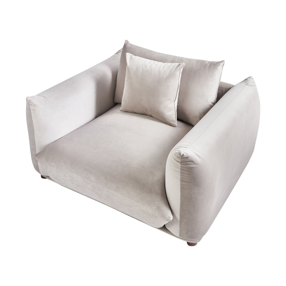 Zestaw wypoczynkowy 5-osobowy welurowy beżowoszary LUVOS