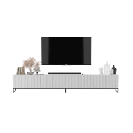 Szafka RTV Loft pod Telewizor Biały MAT Nowoczesna Komoda RTV Rama Czarna 300 cm