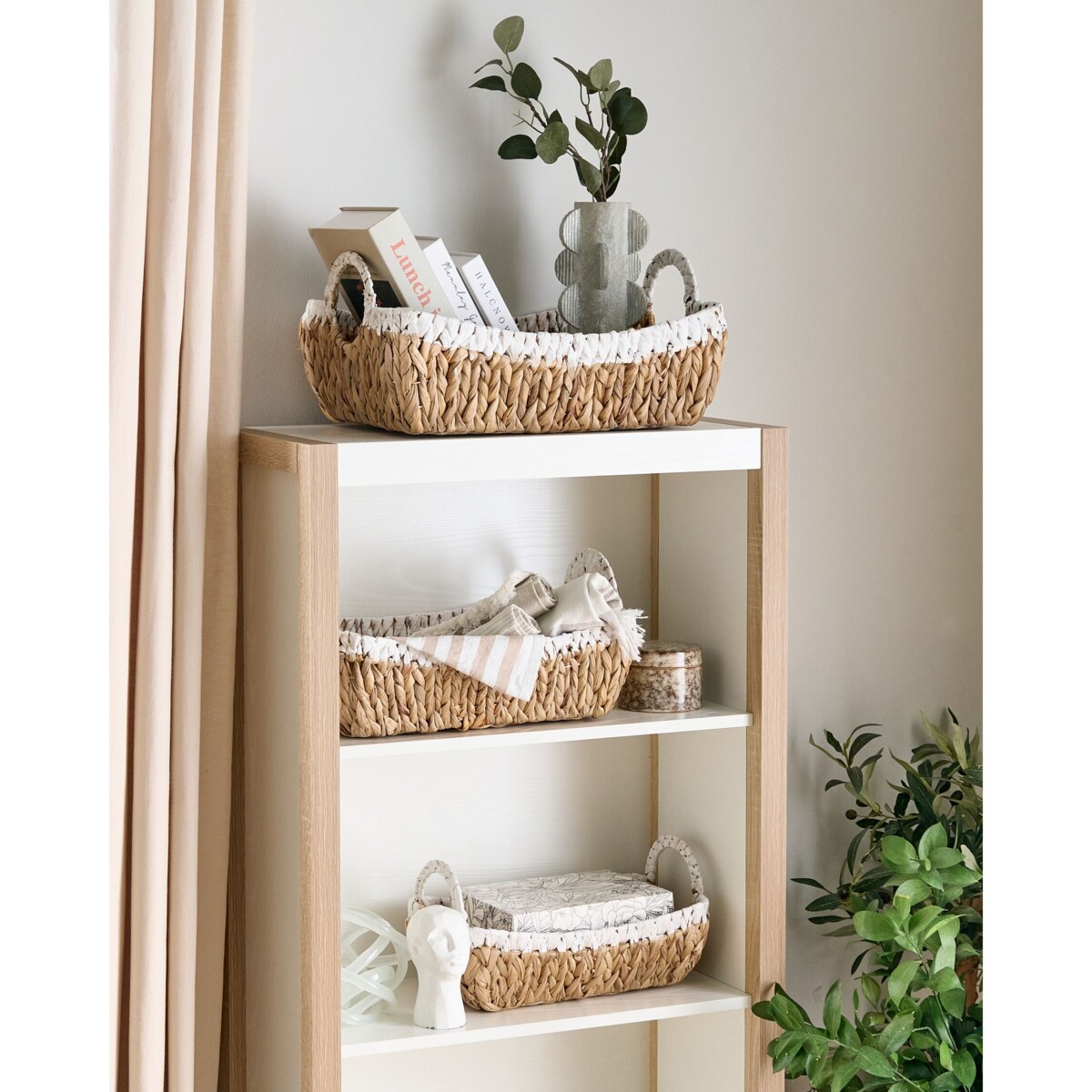 Zestaw 3 koszy z hiacyntu wodnego jasny CAMPHA