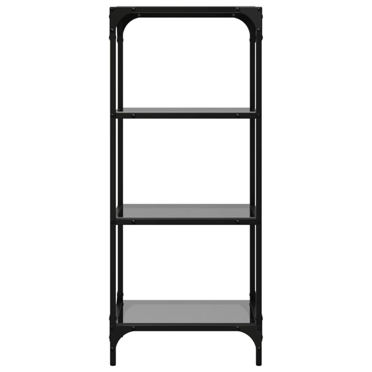 vidaXL Regał z czarnymi, szklanymi półkami, 40x30x95 cm, stal