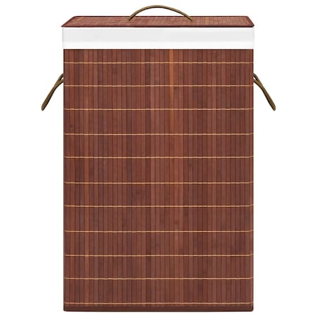vidaXL Bambusowy kosz na pranie z 2 przegrodami, brązowy, 72 L