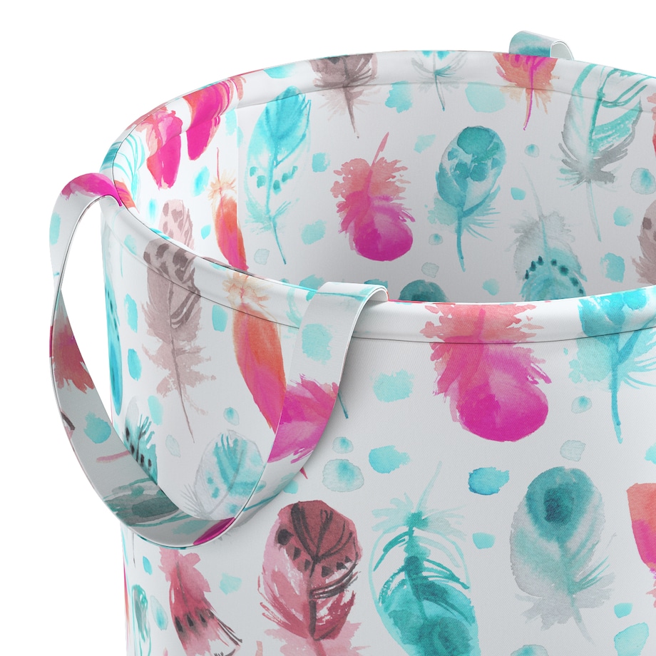 Kosz na zabawki Tobi, różowe i turkusowe piórka, 40x60cm, Magic Collection