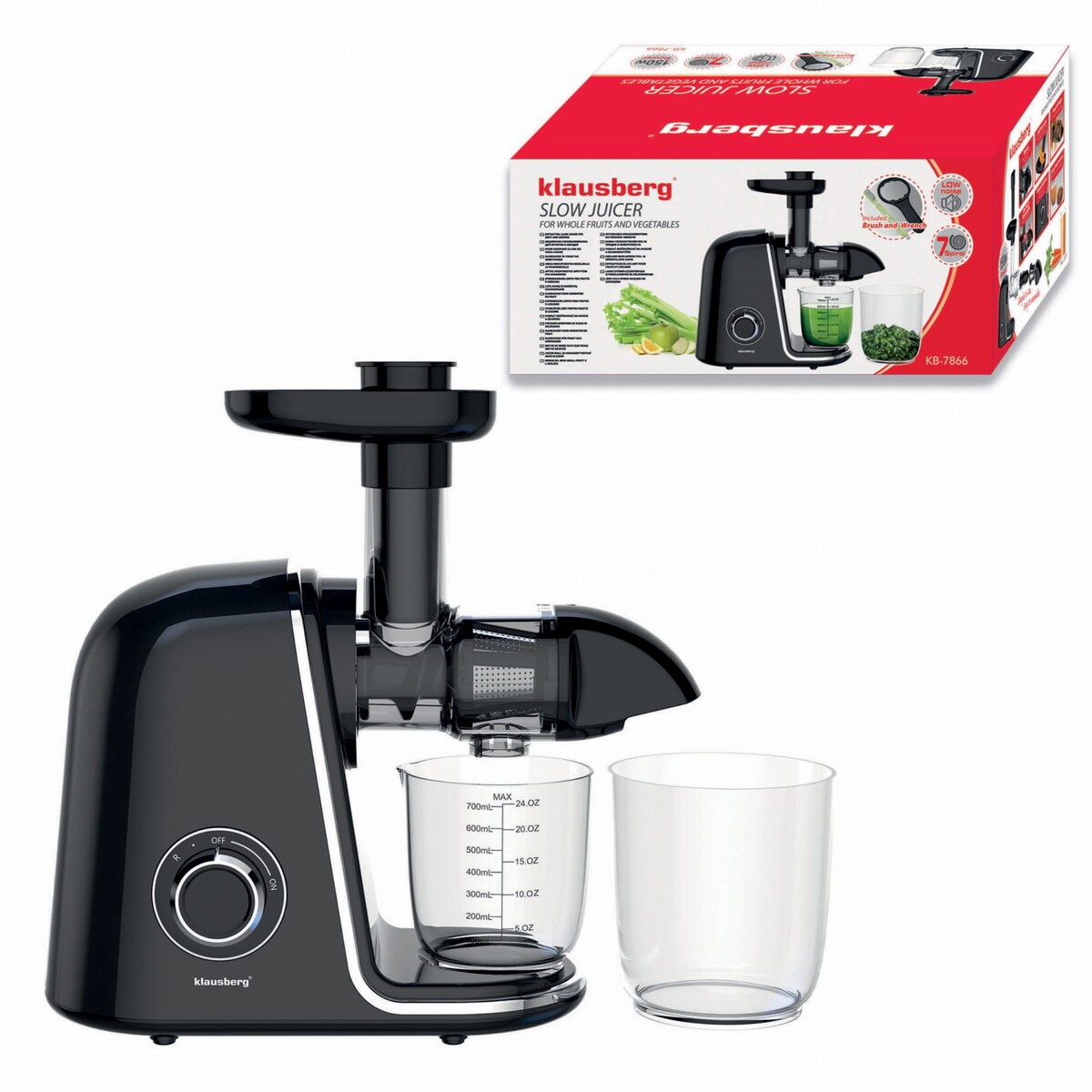 Sokowirówka wolnoobrotowa 150W do owoców i warzyw COLD PRESS KLAUSBERG KB-7866