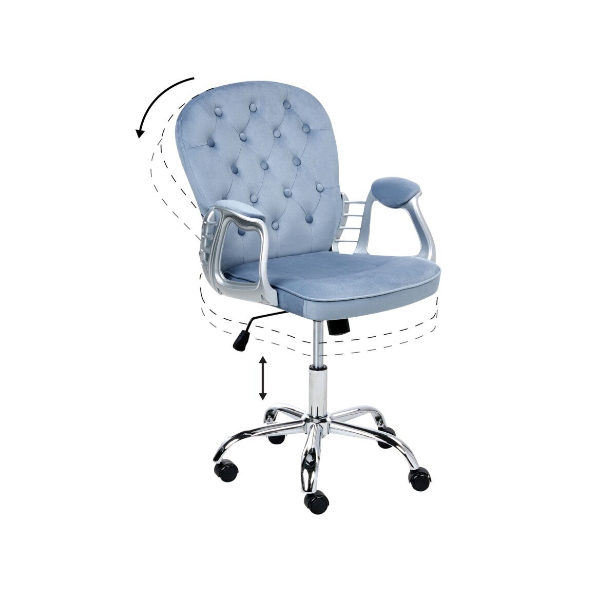 Krzesło biurowe Obrotowy PRINCESS Welur Błękitny