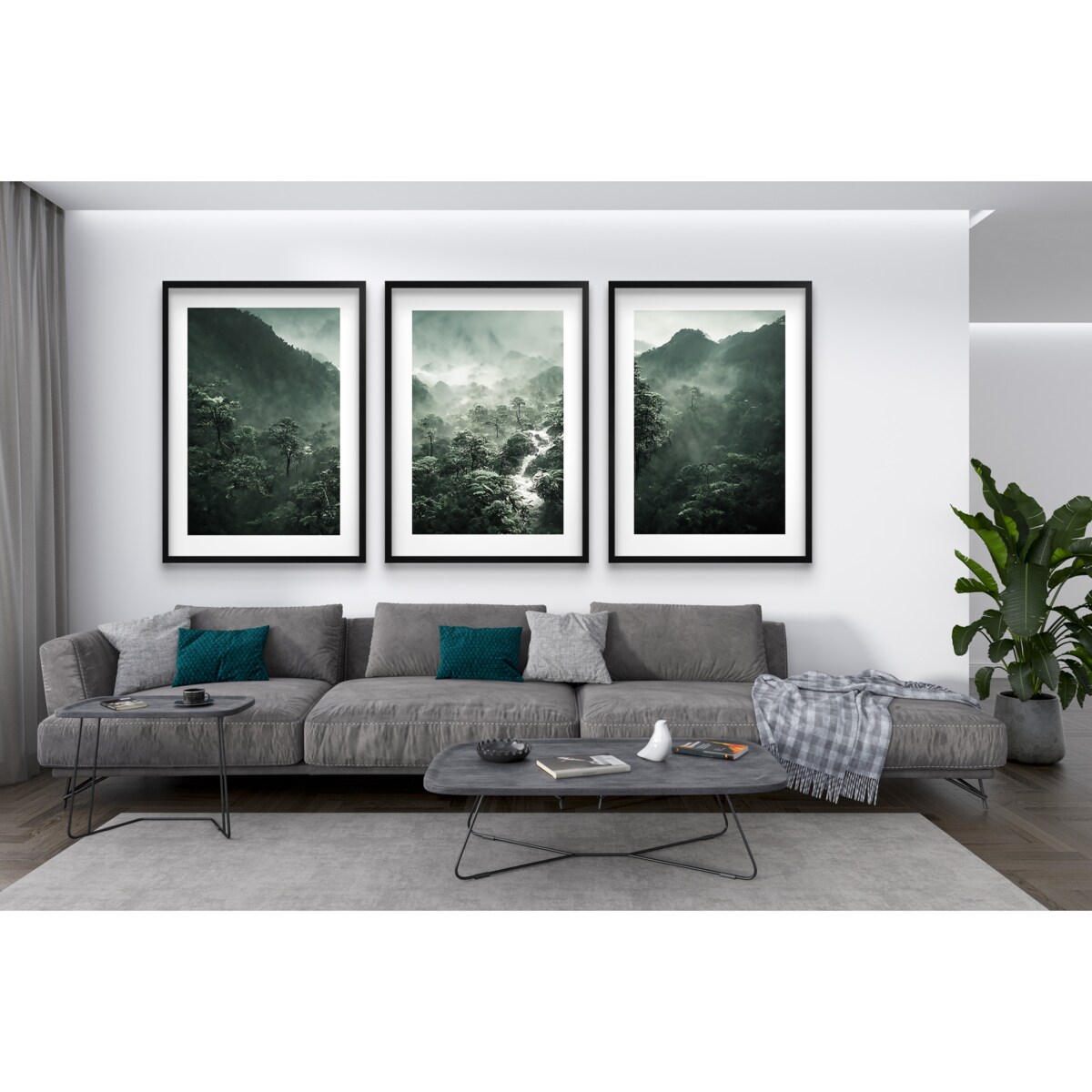 Plakaty w Zieleni Obrazy na ścianę Las we mgle Zestaw 30x40 do sypialni