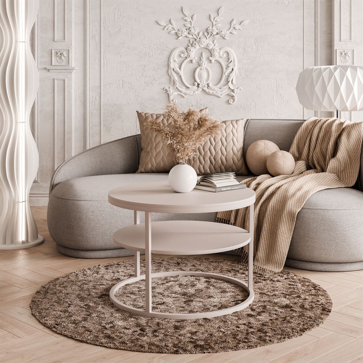 Stolik Kawowy CIRI MAT KASZMIR z półką, blat kaszmir mat