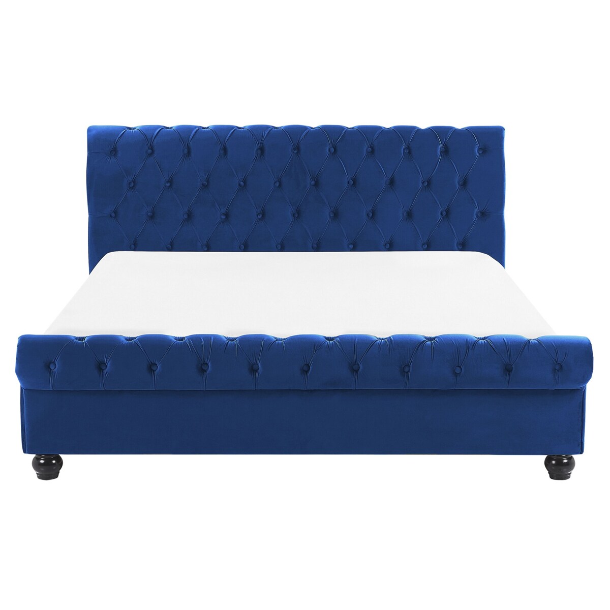 Łóżko welurowe 160 x 200 cm niebieskie AVALLON