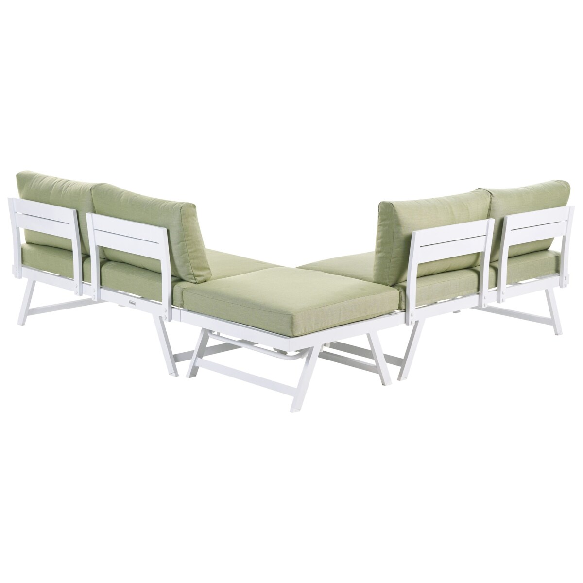 Narożnik ogrodowy ze stolikiem dla 5 osób COCCORINO Metal Zielony