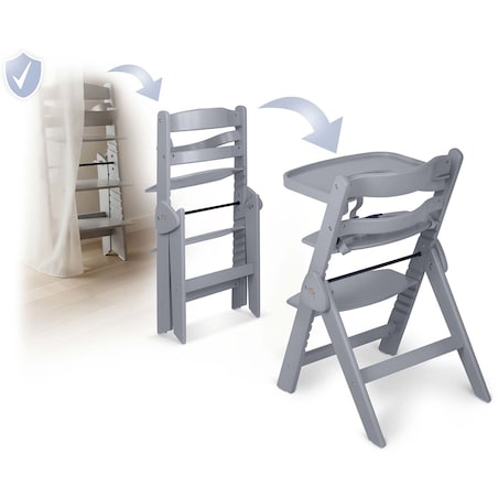 Drewniane krzesełko do karmienia Nukido składane regulowane pasy 702002