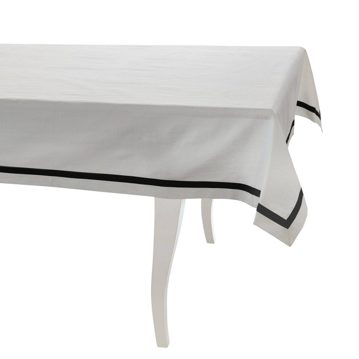 Okrągły obrus z czarną tasiemką Atelier Noir – ⌀ 210 cm