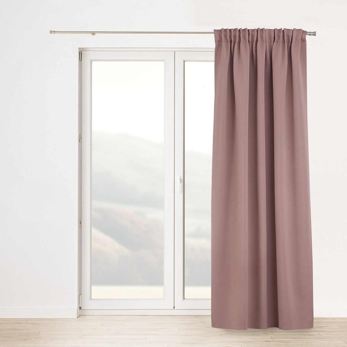 Zasłona zaciemniająca na taśmie marszczącej pudrowy róż 140 x 280 cm 1 szt. 140x280 różowy-beżowy