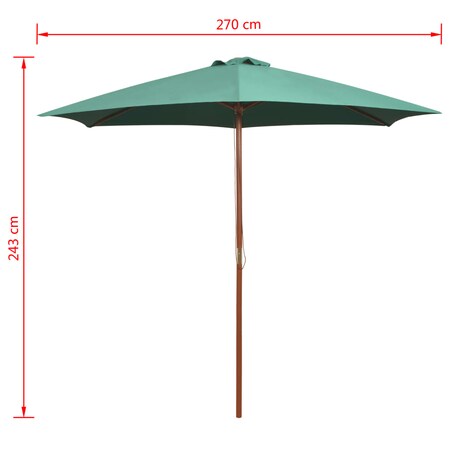 vidaXL Parasol ogrodowy, 270x270 cm, drewno, zielony