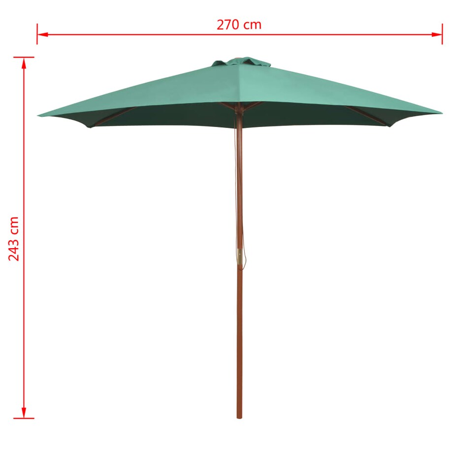 vidaXL Parasol ogrodowy, 270x270 cm, drewno, zielony